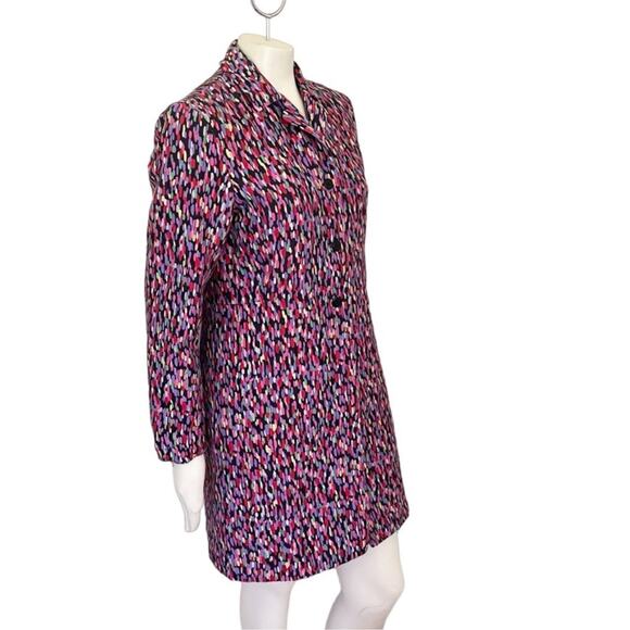 SILKLAND Pure Silk 3 Button Blazer Coat in Watercolor Drops SZ 10 - Picture 5 of 10